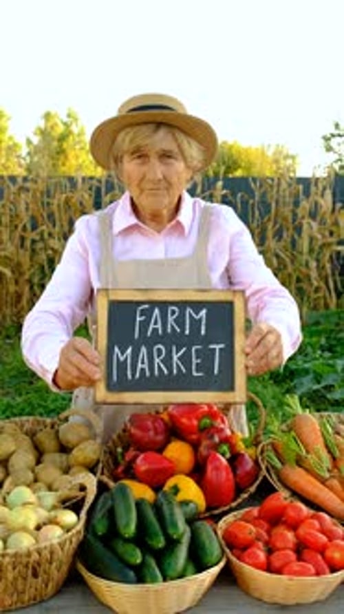 Farmers Market with Vegetables Selective Focus