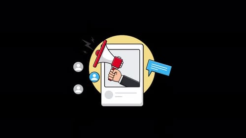 Animated Social Media Marketing Announce Flat Illustration