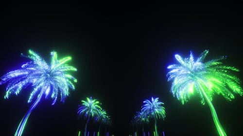 Fond Synthwave de palmiers luminescents au néon