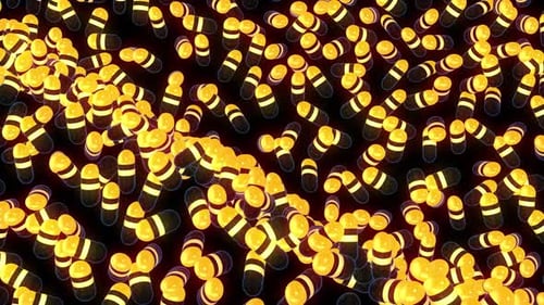 Animated Glowing Microbe Capsules Science Background Loop