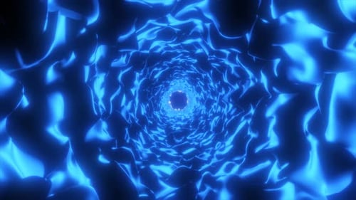 Abstract blue energy tunnel of waves glowing abstract background, video 4k, 60 fps