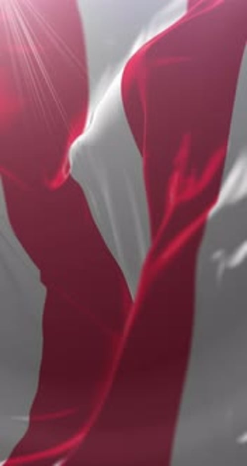 Animated Vertical Waving Red and White Fabric Background