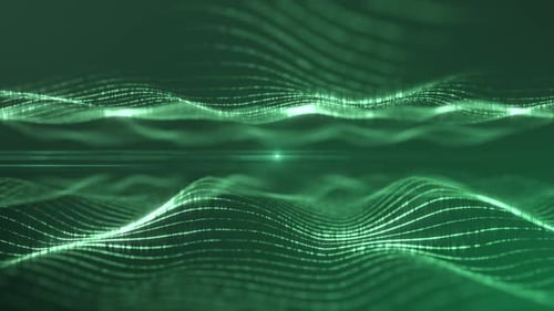 Green Wavy Dots Particles Digital Abstract Shiny Background Seamless Loop