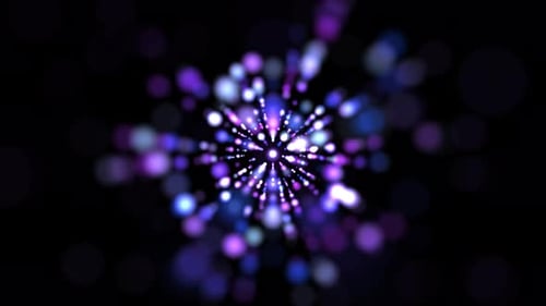 Flying sparkling and shiny particles, falling luminous colors, abstract rain of dots. Particle