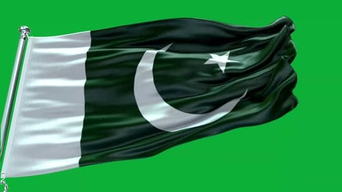 Waving Pakistan National Flag Loop on Green Screen