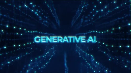 Futuristic Generative AI Text Reveal in Abstract Digital Grid Tunnel