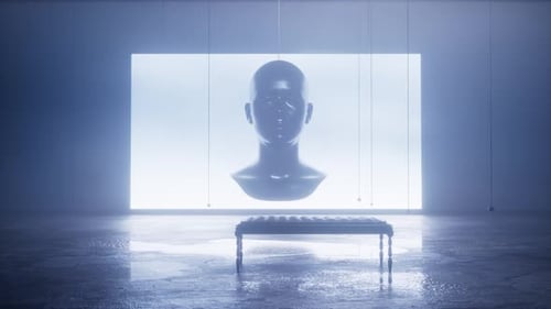 Futuristic Digital Glitch Head Reveal Animation