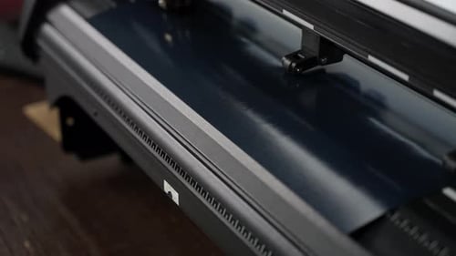Printing Process on Professional Equipment Vinyl Cutting Process Concept