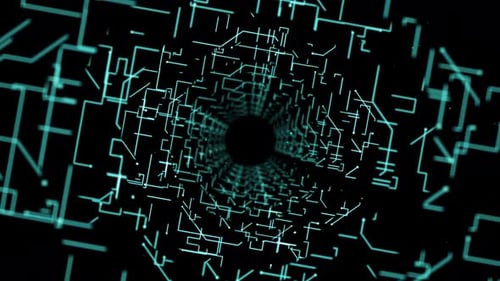 Journey Through A Neon Digital Tunnel