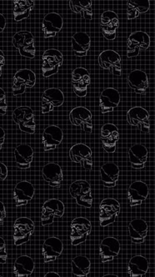 Hand Drawn Spinning Black & White Skulls Portrait
