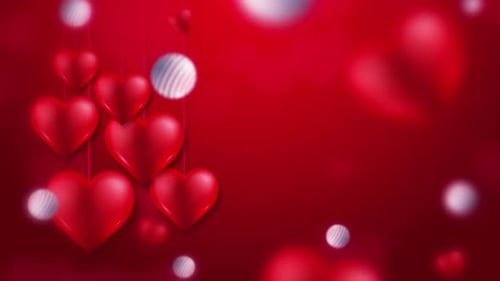 Floating Red Hearts and Bokeh Lights Romantic Animation Background