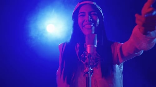 Young Singer Performing Live in Slow Motion