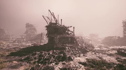 Destruction and Rubble Remain in a City Devastated By Military Conflict