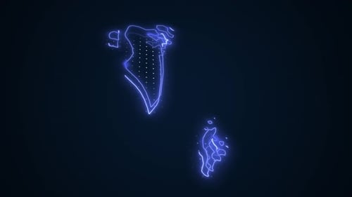 Glowing Neon Map Outline Data Reveal Animation