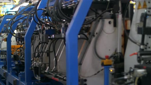 Modern industrial manufacturing facility with automated production line car manufacturing workshop