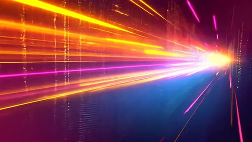 Digitaler Datenstrom-Tunnel. Schnelle Bewegung, lebendige Farben