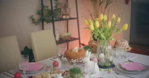 Easter Holidays Decorated Table for Easter Breakfast