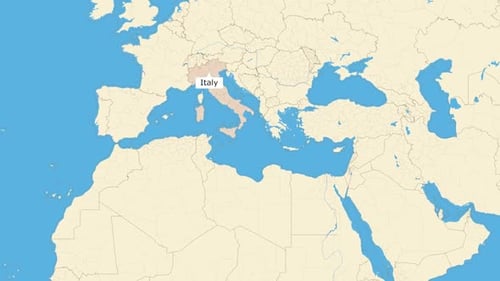 Animated Map Zoom on Italy Country Highlight