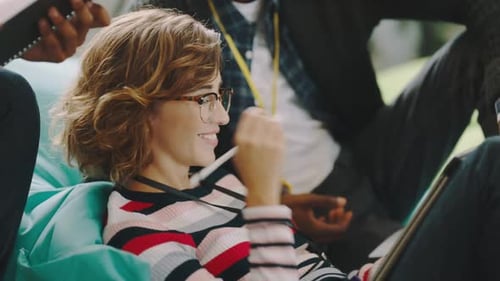 Woman, black man or tablet in strategy planning, startup logo design or website ux for digital