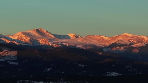 Mount Blue Sky Evans 14er Evergreen Meadows Conifer Colorado aerial drone golden cold sunrise