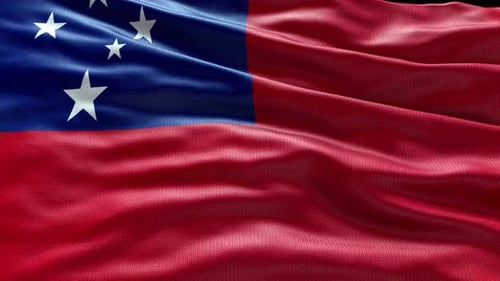 Samoa National Flag Waving with Realistic Fabric Texture