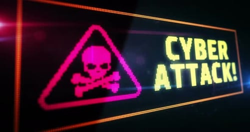Pixelated Digital Cyber Attack Warning Screen