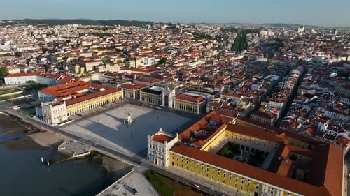 Vista aérea da Praça do Comércio, Portugal.