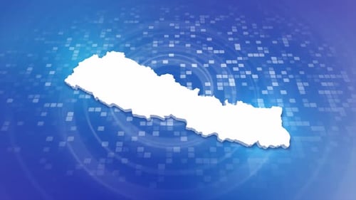 Nepal Map Outline Reveal on Digital Blue Background