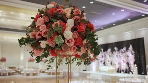 A Large Hall for Celebrations Interior of a Wedding Hall Wedding Decoration Elements Flower