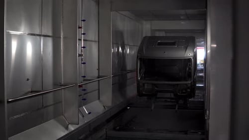 Large modern truck manufacturing plant interior