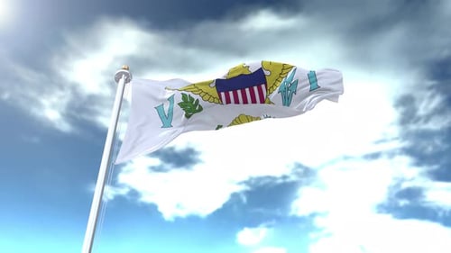 Realistic 3D United States Virgin Islands Flag Waving Loop