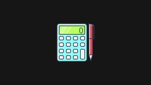 Animated Calculator and Pencil Flat Design Icon