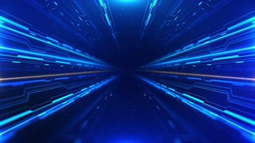 Futuristic Blue Cybernetic Digital Tunnel Background