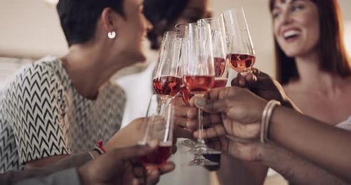 Friends Toasting Champagne at a Joyous Party
