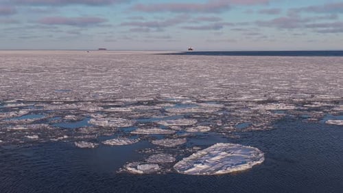 Drone Captures Icy Dispersal Highaltitude Image Highlights Fragmented Frozen Ocean Landscape