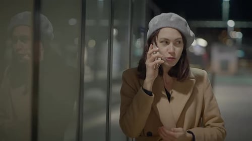 Emotional Upset Female Person Unhappy Frustrated Phone Call Talk at Trainstation