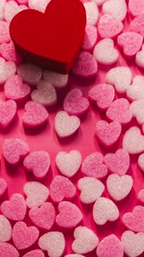 Valentines Day Romantic Holiday Hearts Stop Motion Background Vertical