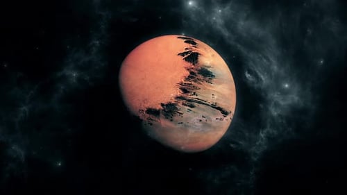 Rotating Mars-like Planet in Cosmic Starry Nebula