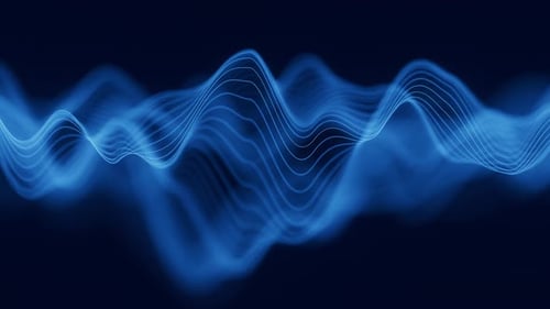 Audio Blaue Wellenform Digitaler Bewegungsschleifenhintergrund abstrakte Musik, Wellen, Equalizer, Futuristischer Sound