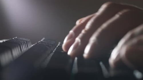 Typing on Computer Keyboard Hand of Software Programmer IT Support