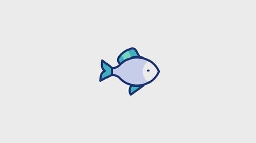 Animated Flat Design Blue Fish Icon Wiggling