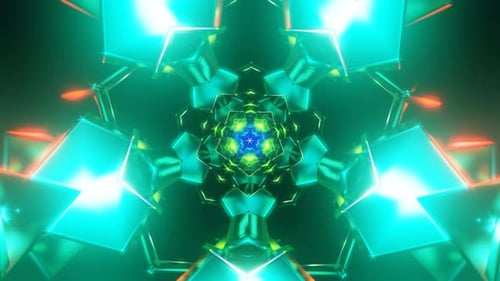 Vibrações de néon e formas pulsantes em um hipnotizante circuito de VJ