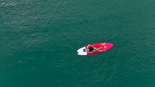 Aerial View Paddleboarding Through the Green Canyon People Swimming and Enjoying Summer Sun