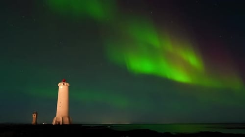 Aurora Borealis Northern Lights in Iceland Real Night Sky with Stars Time Lapse Astronomical