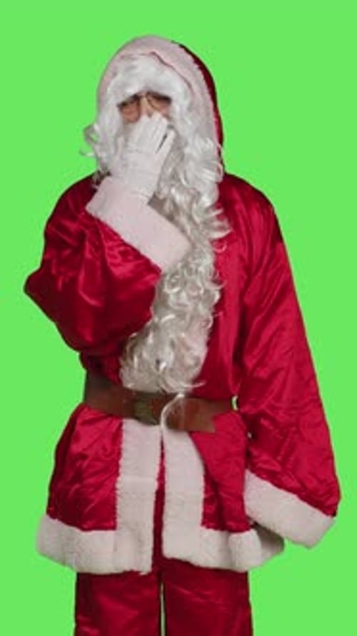 Vertical Video Front View of Overworked Santa