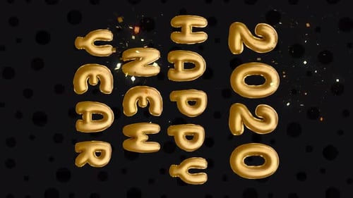 Feliz Ano Novo 2020: saudações, introdução de texto animado com fogos de artifício e balões