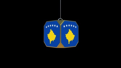 Geometric 3D Kosovo Flag Cube Reveal Animation