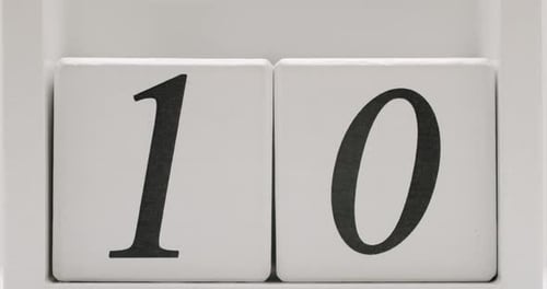 CloseUp of Number Ten on White Blocks for Countdown or Calendar