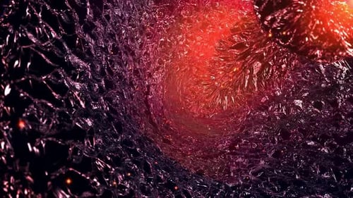 Abstract Flowing Dark Tunnel with Bright Red Light