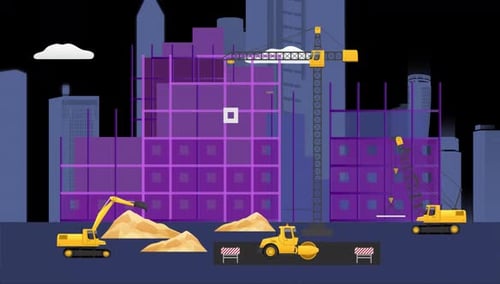 Workers Work In Construction On Alpha Channel